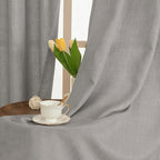 Natural Grey Linen Curtains for Bedroom 84 Inch Length 2 Panels | Faux Linen - Image 3