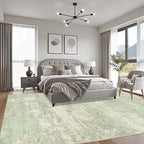 10x12 Area Rug Living Room: Modern Washable Soft Carpet Green Cream | - Image 3