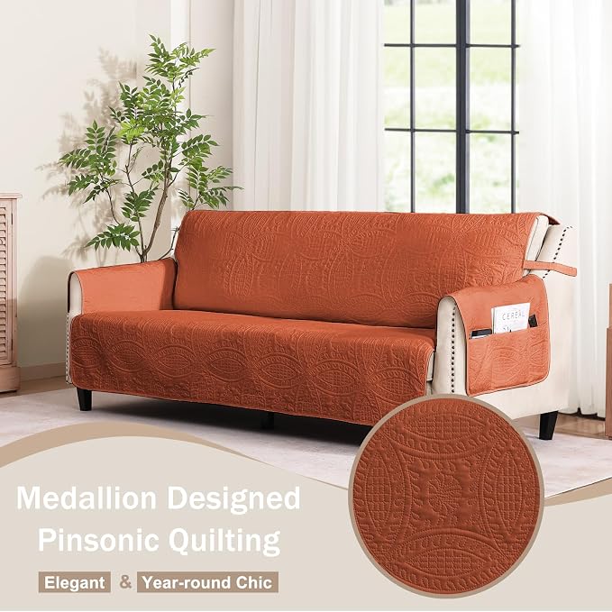Orange Loveseat Covers for 2 Cushion Couch, Water-Repellent Covers for Love Seat - Image 8