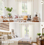 YoungsTex Ivory Linen Semi Sheer Curtains 42 x 72 Inch Length 2 Panels | Light - Image 2