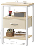 SUPERJARE Nightstand with Charging Station, Bed Side Table with Adjustable by SUPERJARE