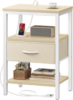 SUPERJARE Nightstand with Charging Station, Bed Side Table with Adjustable by SUPERJARE