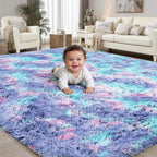 PLHXFR 5x7 Area Rugs Living Room: Fluffy Bedroom Soft Shag Rug Kid Rainbow | by PLHXFRSoftAreaRugs