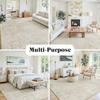 5x7 Washable Area Rug for Living Room Bedroom: Non-Slip Modern Beige White | - Image 4