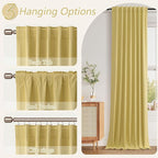 Yellow 100% Blackout Linen Curtains 108 Inch Length 2 Panels Set - Image 6