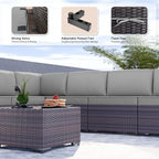 Kullavik 9 Pieces Outdoor Patio Furniture Set, Outdoor Sectional Rattan Sofa - Image 4