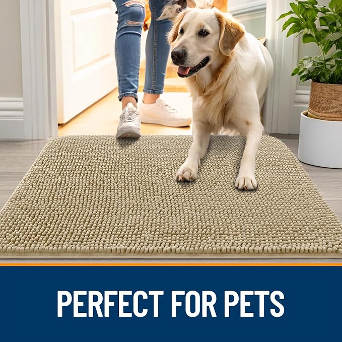 OLANLY Dog Door Mat for Muddy Paws 48x30, Super Absorbent Chenille Mud Mat | - Image 6