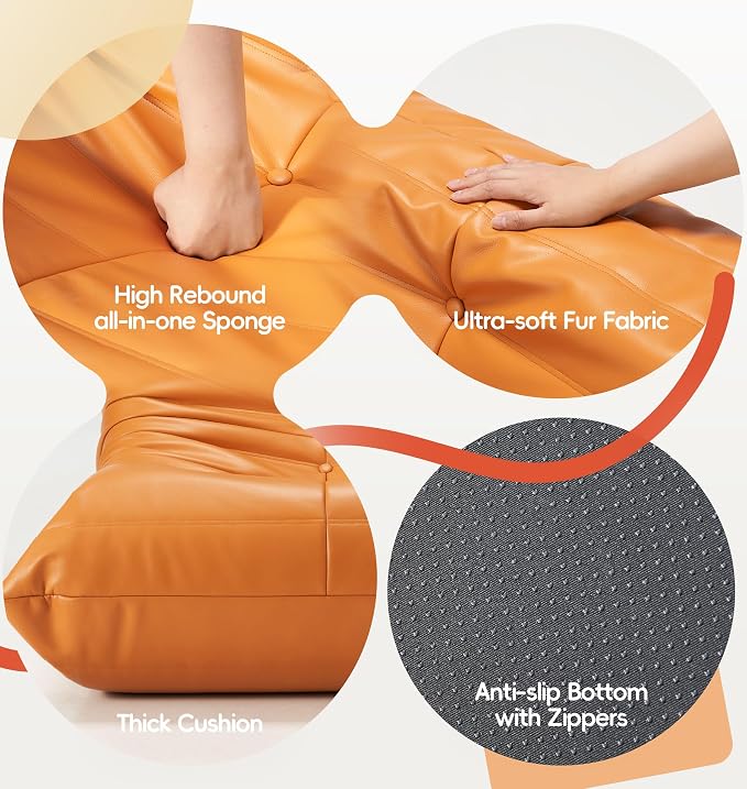 Hobestluk Small Bean Bag Chair Waterproof Leather Beanbag Lazy Floor Sofa Bean - Image 6