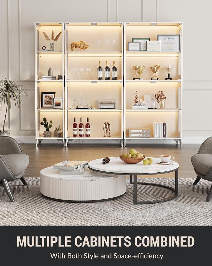 Glass Display Cabinet, 4-Tier Curio Cabinet, Adjustable Shelves, 000 Color - Image 4