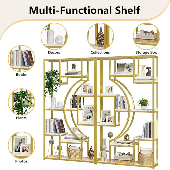 HolliWill Modern Book Shelf, 70.8 Inch Tall Etagere Bookcase, - Image 8