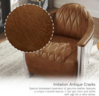 Art Leon Genuine Leather Accent Chair, Mid Century Industrial Armchair - Image 5