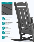 SERWALL Gray Outdoor Rocking Chair Set of 4, All Weather Patio Rocking Chair - Image 5