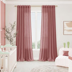 Canyon Rose Linen Curtains 90 Inch Long 2 Panels Set - Image 7