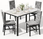 Hooseng Dining Table Set for 4, Faux Marble Small Kitchen Table Chairs Set of 4 by Hooseng