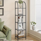 Hzuaneri Bookcase Bookshelf, Tempered Glass Arched Bookshelf by Hzuaneri