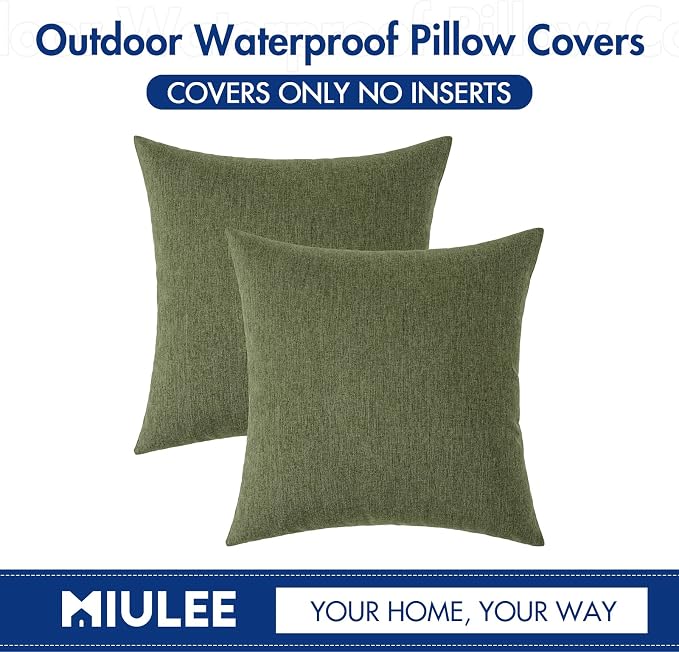 MIULEE Pack of 2 Decorative Outdoor Solid Waterproof Throw Pillow Covers Faux - Image 6