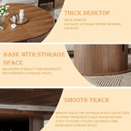 Extendable Round Dining Table for 2-4-6, 63 Inch Dining Room Kitchen Table - Image 7