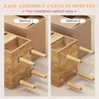 Nightstand 2 Drawers with Open Shelf Narrow Night Stand Solid Wood Bedside - Image 6