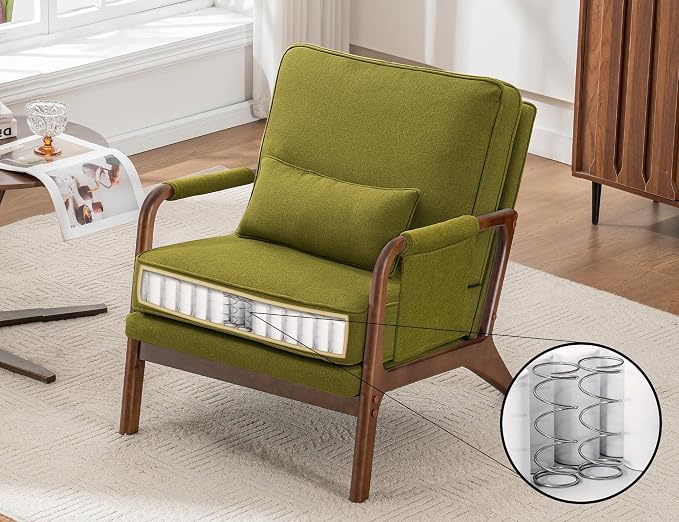 Mid Century Modern Chair, Upholstered Lounge Arm Chair - Image 6