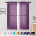 Plum Sheer Curtains 63 Inches Long 2 Panels Set, Light Filtering Voile Fimly by OWENIE