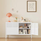 Metal Storage Cabinet, 2 Door TV Stand, Metal Mesh Accent Cabinet, Magnetic - Image 8