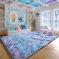8x10 Area Rug, Cute Kawaii Purple Rainbow Rug by PAGISOFE