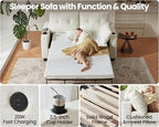 Full Size Pull Out Sleeper Sofa Bed, 2-in-1 Convertible Chenille Pull Out Couch - Image 6