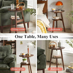 Side Table, 2-Tier Round End Tables Living Room, Mid Century Modern Side Table - Image 8