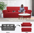 Easy-Going Stretch Oversized Loveseat Couch Covers Washable Christmas Red | - Image 4