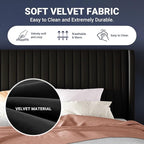 Allewie Full Size Velvet Bed Frame/Vertical Channel Tufted Wingback - Image 6