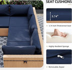 UPHA 7 Pieces Patio Furniture Sets, Wicker Outdoor Sectional Sofa Couch - Image 5