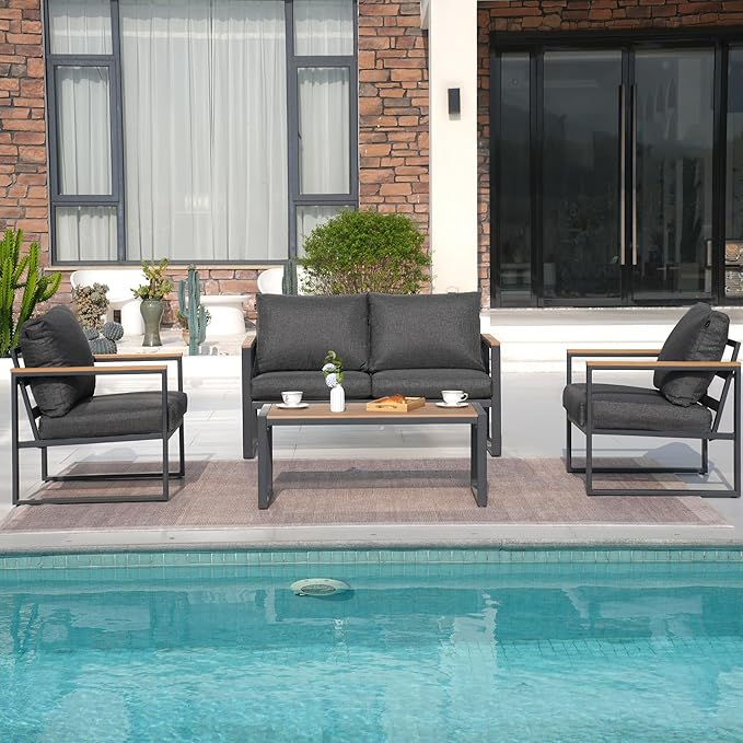 Patio Furniture Set, 4 Pieces Outdoor Patio Furniture - Image 6