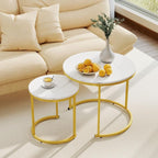 Giantex Nesting Coffee Table Set of 2, Round Stacking Side Tables by Giantex