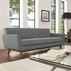 Modway Engage Mid-Century Modern Upholstered Fabric Sofa in Expectation Gray - Image 2
