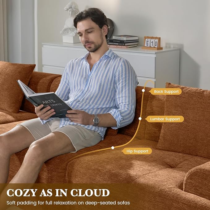 158" U Shaped Convertible Modular Couch, Cloud Couch Sectional - Image 3