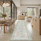 PLHXFR 2x5 Washable Runner Rug：Floral Indoor Kitchen Carpet Green Beige | - Image 4