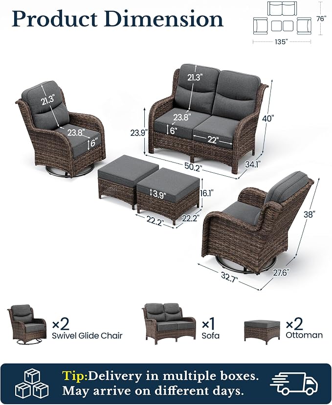 HILLGA Luxury High Back Patio Furniture Set - Image 7