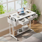 White Portable Rolling Computer Desk - Image 2