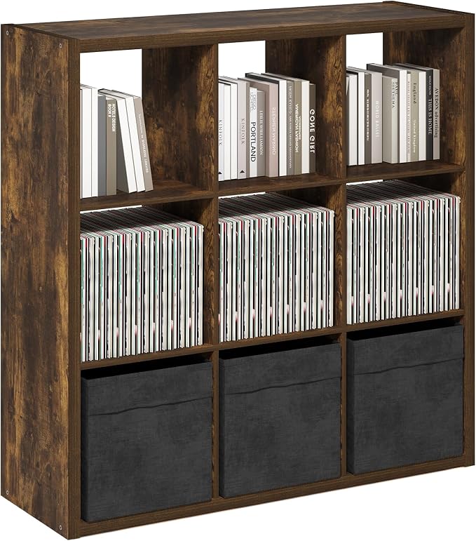 Furinno Cubicle Book Shelf, 9-Cube Bookshelf, Extra Thick Frame Reversible - Image 5