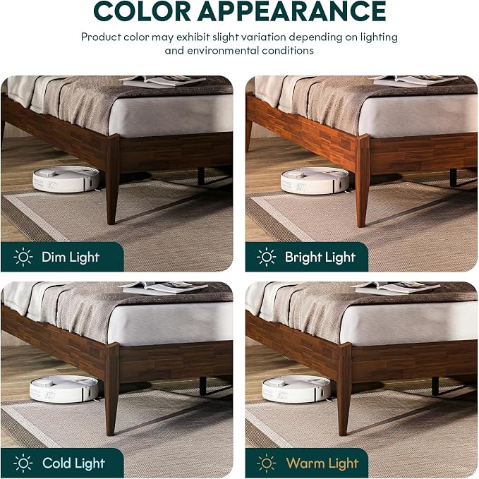 Bme Dinkee 15" Solid Wood Platform Bed Frame Without Headboard - Image 13