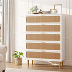GarveeHome Rattan 5 Drawer Dressers - Image 3