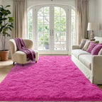4'x5'3'' Hot Pink Fluffy Soft Area Rug Non-Slip - Image 2