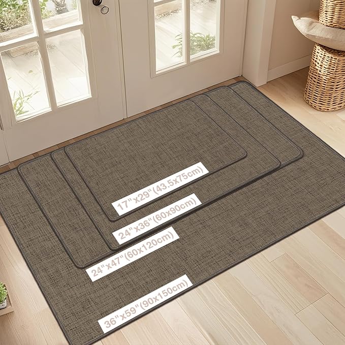 Ultra Thin Indoor Door Mat 24"x47", Non Slip Doormats, Rubber Backing, - Image 2