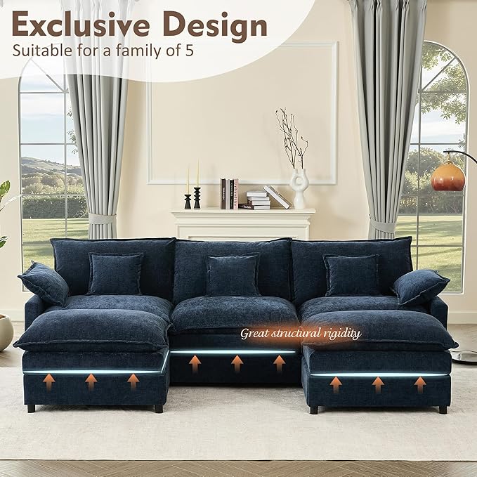 GOSUHI 108" U Shaped Couch, Modular Sectional Sofa, 3-Seater Comfy Cloud Couch - Image 3