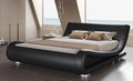 SHA CERLIN Full Size Upholstered Bed Frame, Deluxe Low Profile Sleigh Bed by SHACERLIN