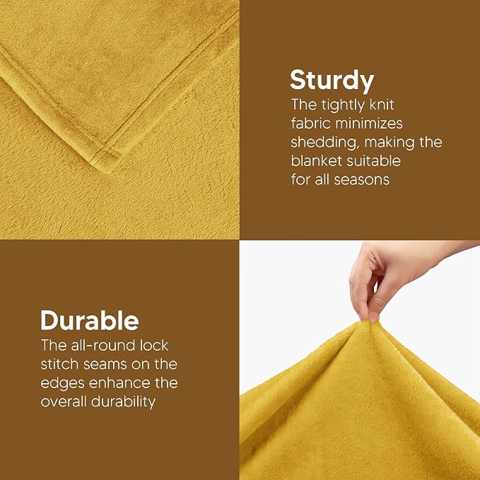 Utopia Bedding Fleece Blanket Full Size Gold 300GSM Luxury Fuzzy Soft - Image 7