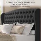 BRELTAM Upholstered King Size Bed Frame Velvet Tufted Bed Frame - Image 3