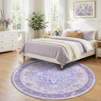 RELEANY Washable Area Rug, Round 7ft, Water Repellent, Pet Friendly, Vintage - Image 2