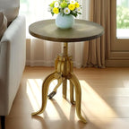 Carolina Chair & Table Adjustable Hand Crank 18" Wooden Top Rustic Side Table - Image 5