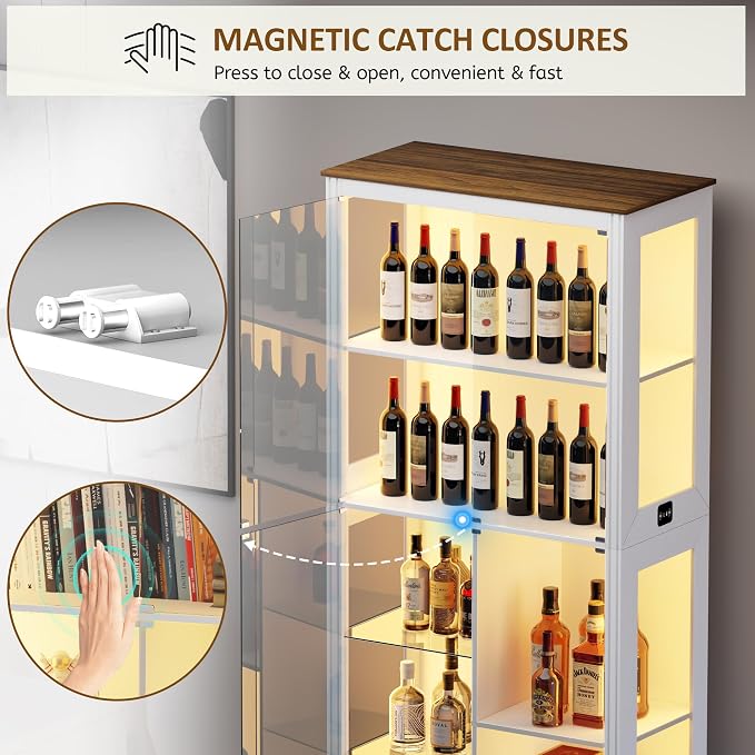 Lvifur Display Cabinet with Glass Doors, Modern Curio Cabinet with 3 Color - Image 3